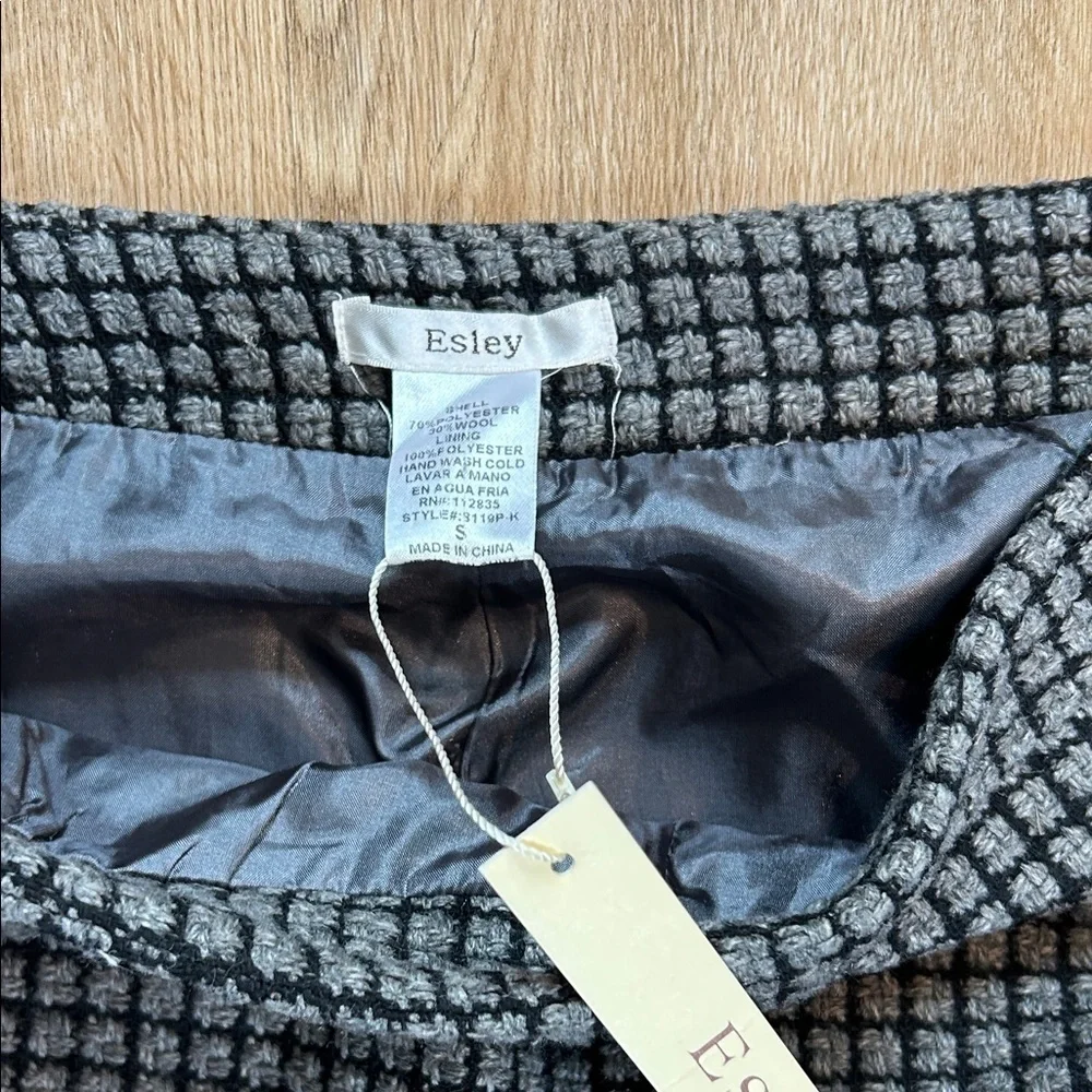 Esley High Waist Black and Gray Checkered Wool Lined Shorts - Picture 5 of 8
